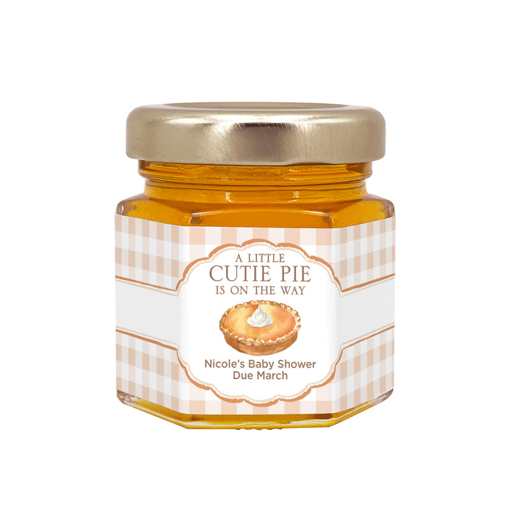 A Little Cutie Pie is on the Way, Baby Shower Honey Jars