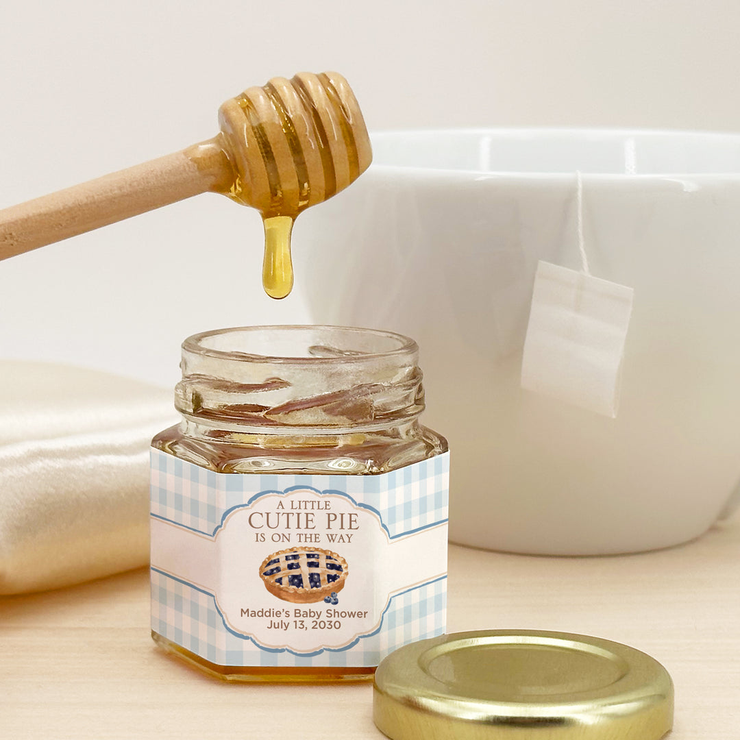A Little Cutie Pie is on the Way, Baby Shower Honey Jars