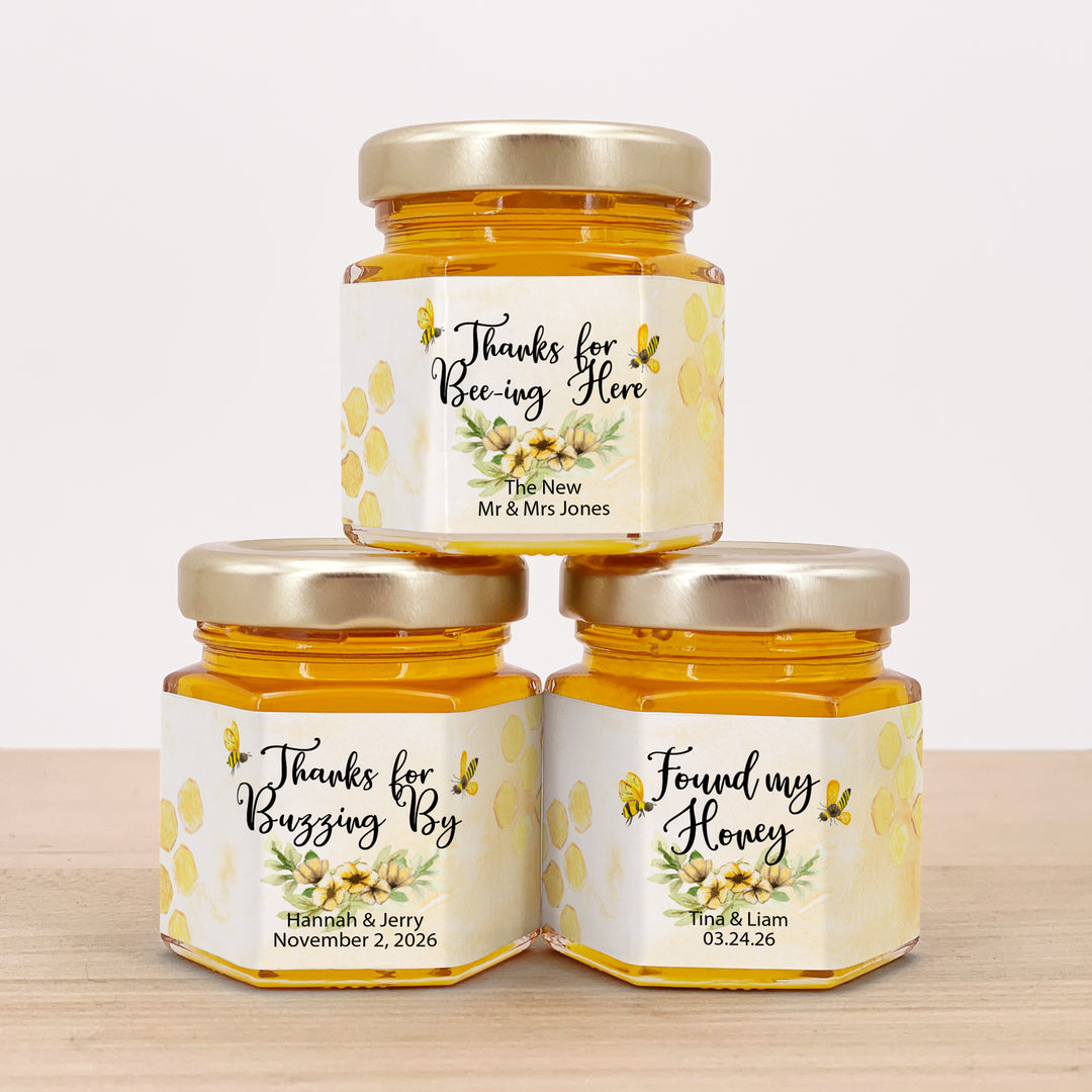 Honey Wedding Favors, Bee Themed Bridal Shower, Mini Honey Jar Favors, Bride to Bee