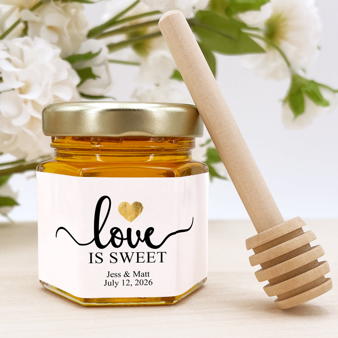 Honey Wedding Favors, Bee Themed Bridal Shower, Mini Honey Jar Favors, Classic Heart