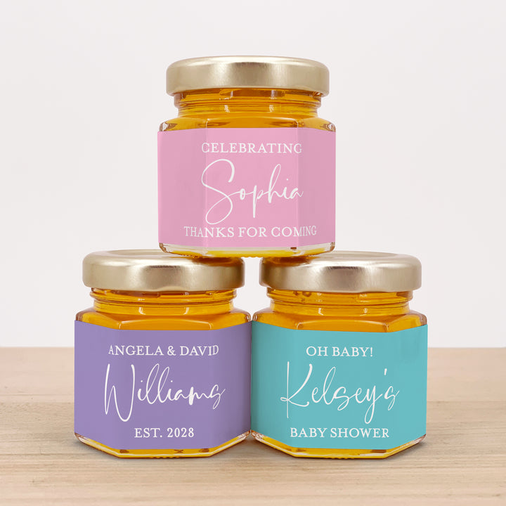 Honey Wedding Favors, Custom Script Text