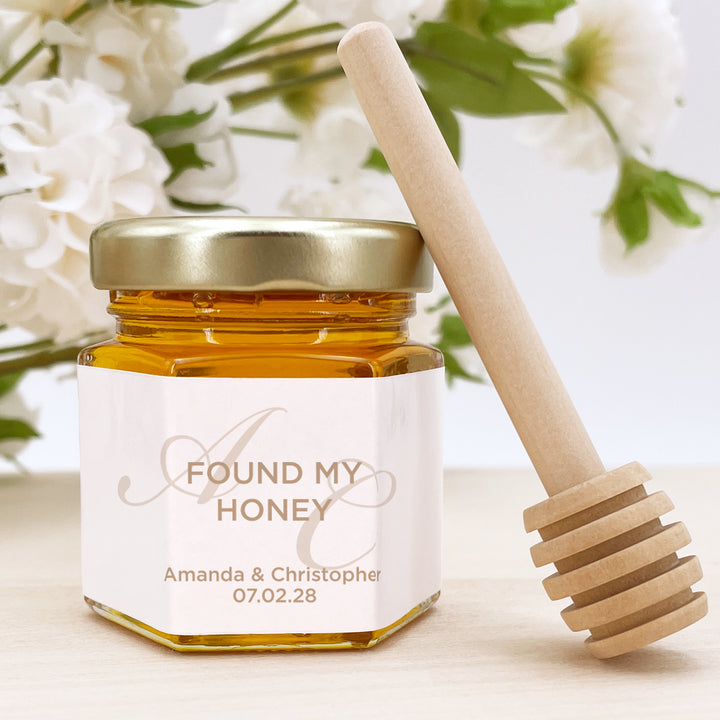 Honey Wedding Favors, Wedding Initials, Found my Honey, Faded Monogram