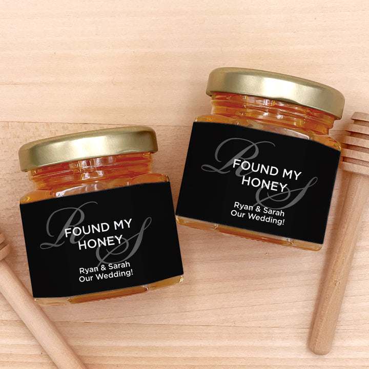Honey Wedding Favors, Wedding Initials, Found my Honey, Faded Monogram