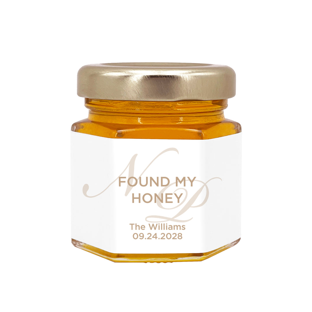 Honey Wedding Favors, Wedding Initials, Found my Honey, Faded Monogram
