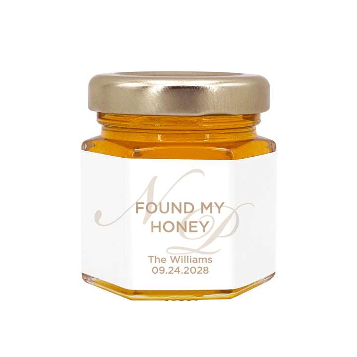 Honey Wedding Favors, Wedding Initials, Found my Honey, Faded Monogram