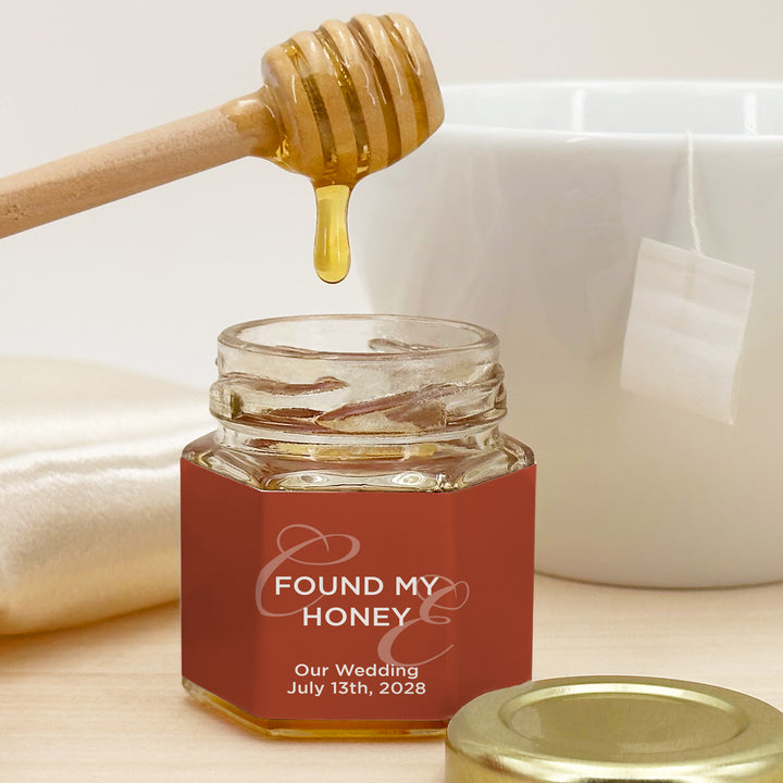 Honey Wedding Favors, Wedding Initials, Found my Honey, Faded Monogram