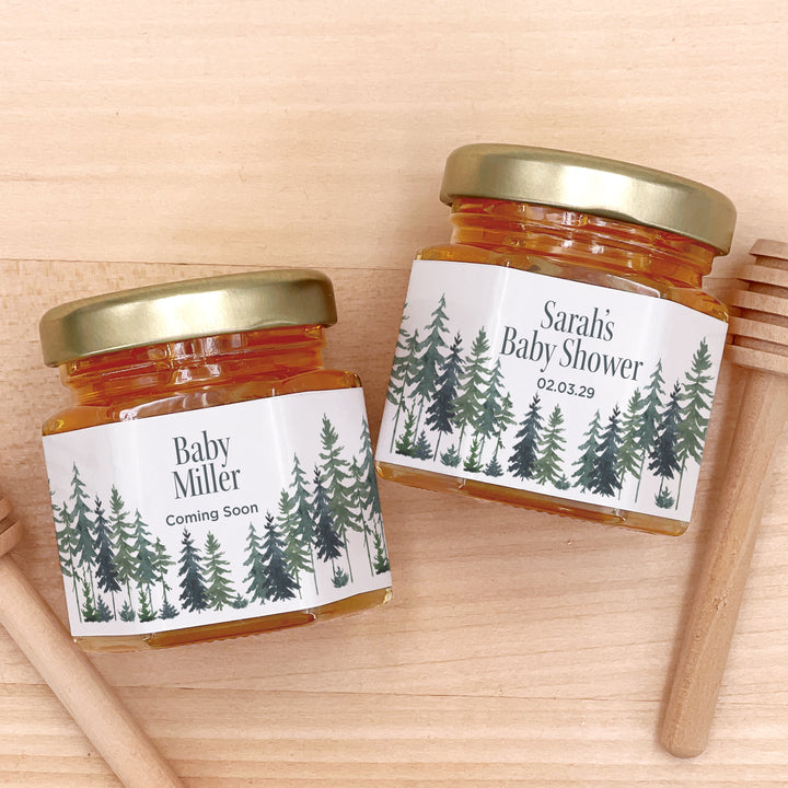 Watercolor Pine Trees Honey Jar