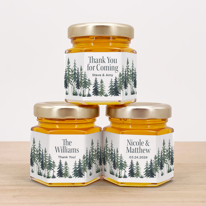 Watercolor Pine Trees Honey Jar