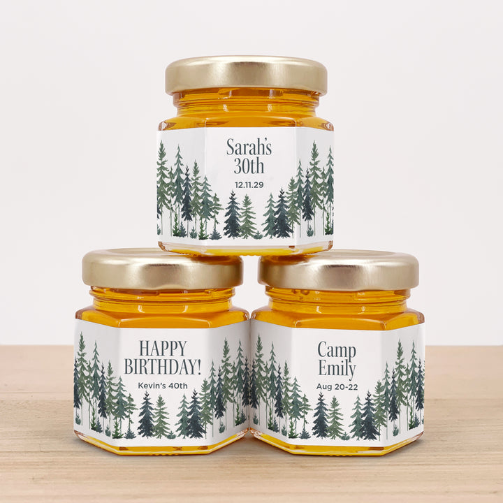 Watercolor Pine Trees Honey Jar