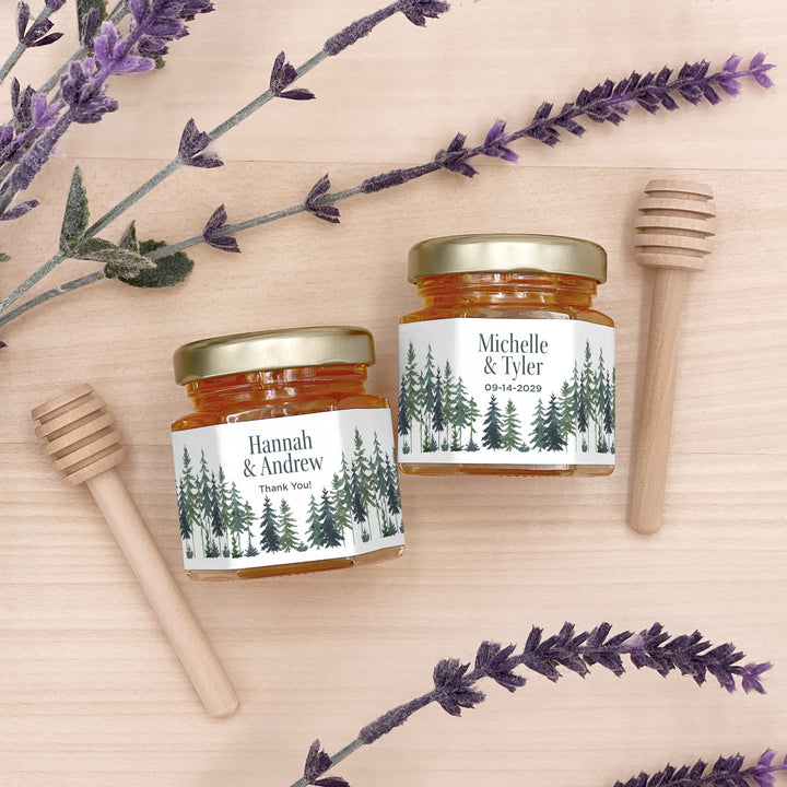 Watercolor Pine Trees Honey Jar