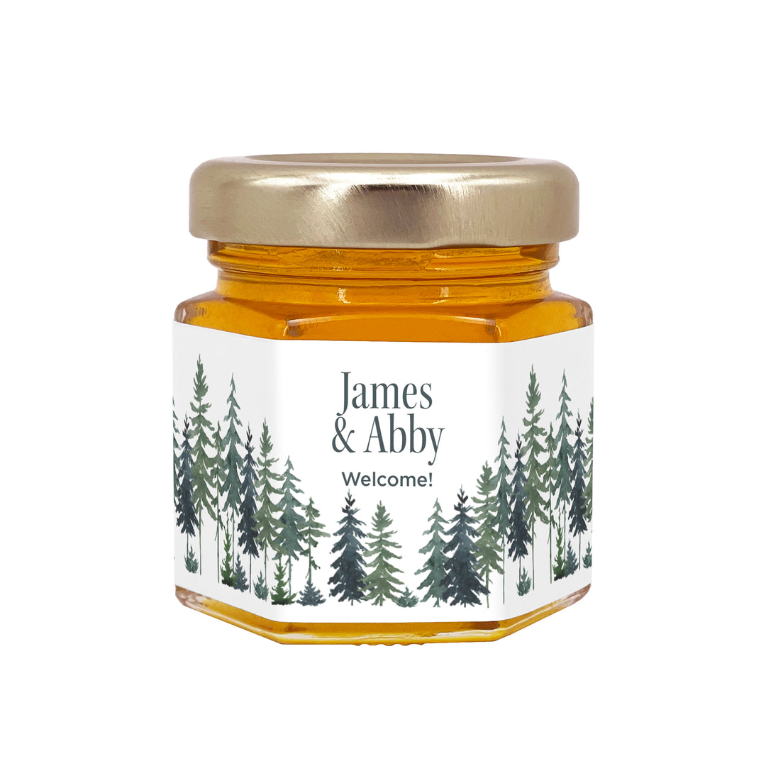 Watercolor Pine Trees Honey Jar
