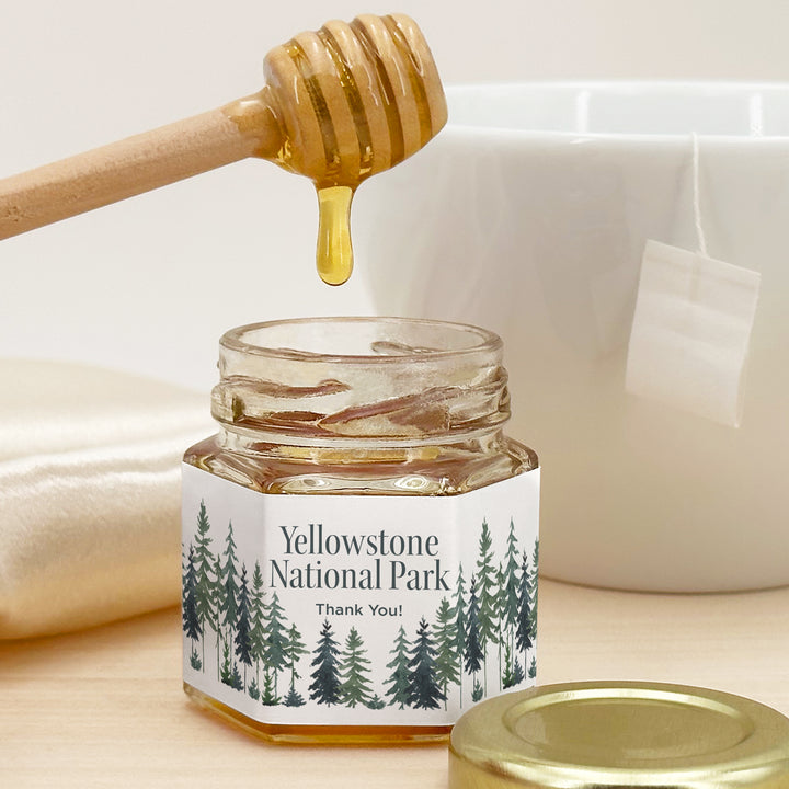 Watercolor Pine Trees Honey Jar