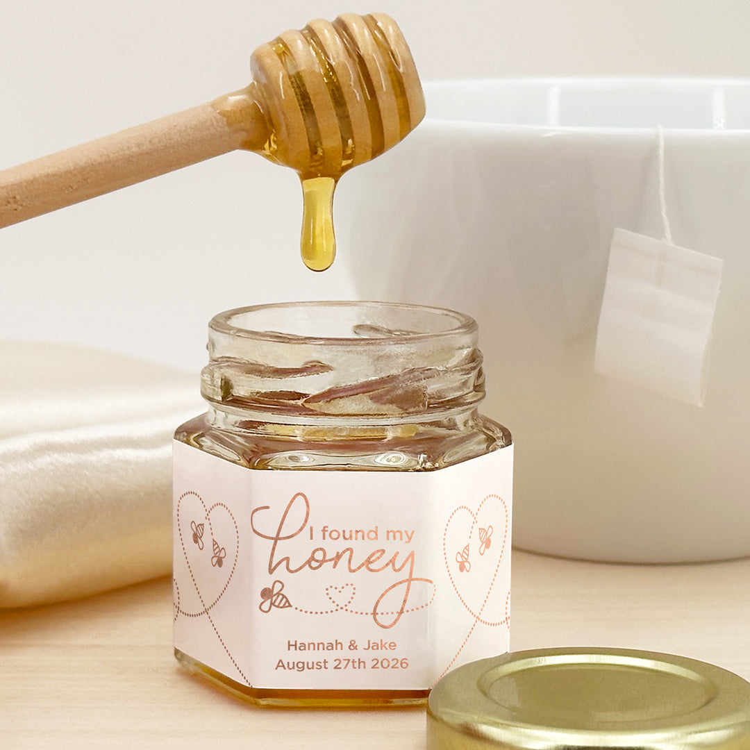 Honey Wedding Favors, Bee Themed Bridal Shower, Mini Honey Jar Favors, Foiled Wedding Favors