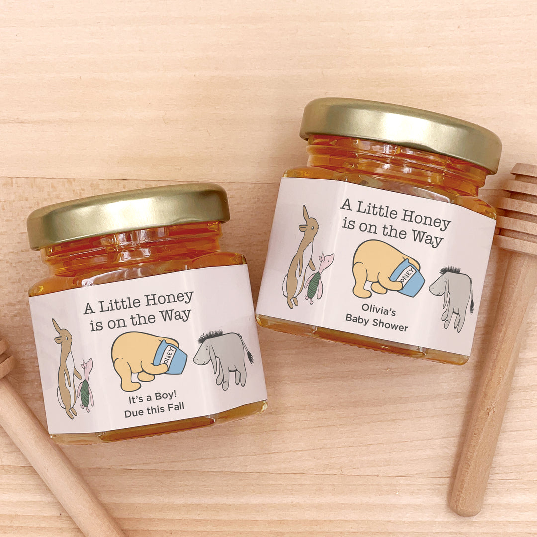Baby Shower Favors, Mini Honey Jar Favors, Classic Winnie the Pooh and Friends
