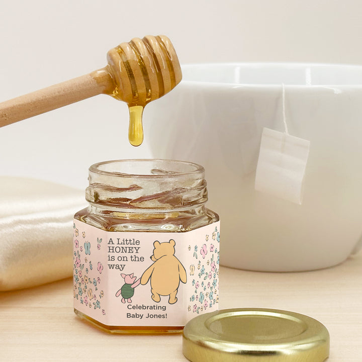 Baby Shower Favors, Mini Honey Jar Favors, Classic Winnie the Pooh and Piglet