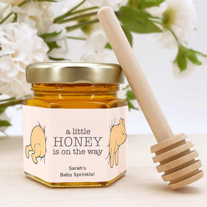 Baby Shower Favors, Mini Honey Jar Favors, Classic Winnie the Pooh Stuck