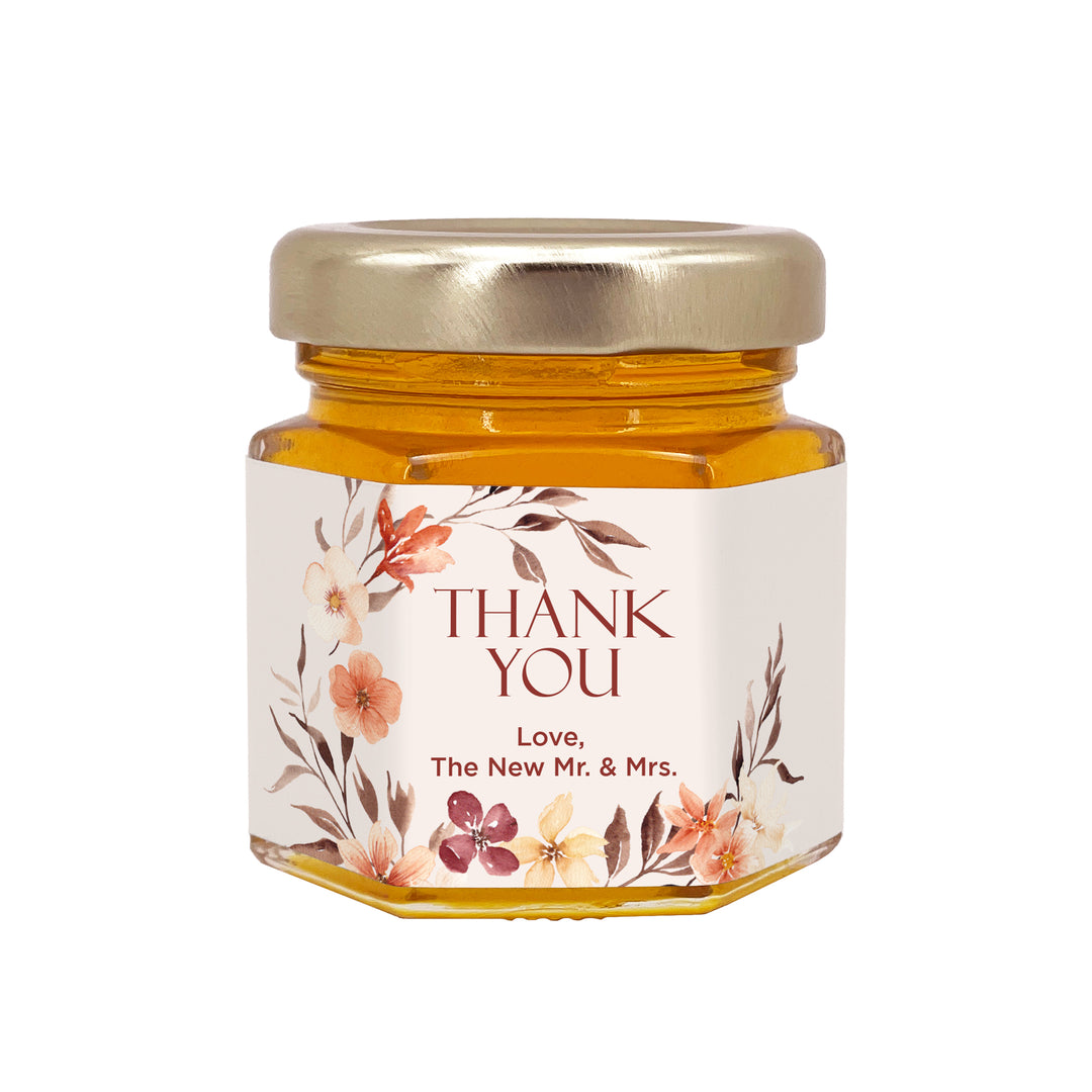 Honey Wedding Favors, Bridal Shower Favors, Watercolor Autumn Wreath Honey