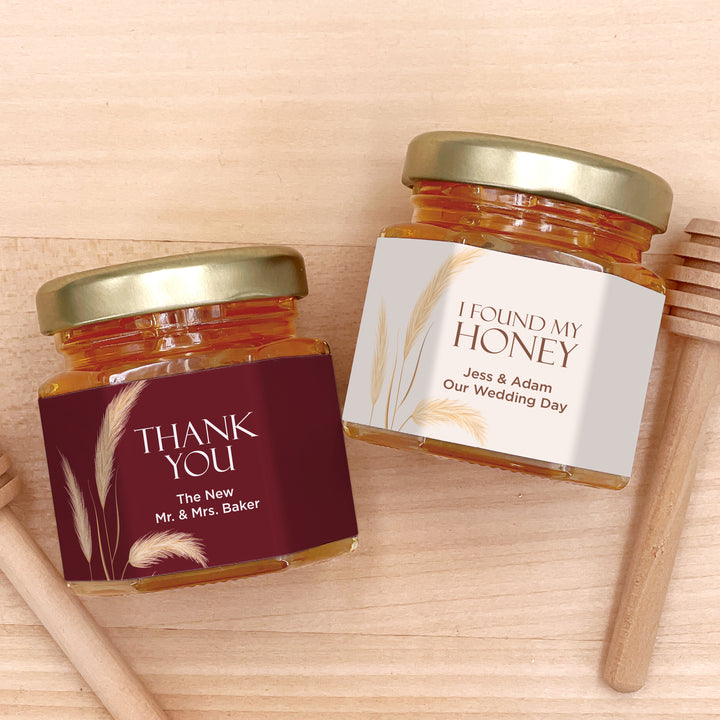 Honey Wedding Favors, Bridal Shower Favors, Harvest Grass Honey