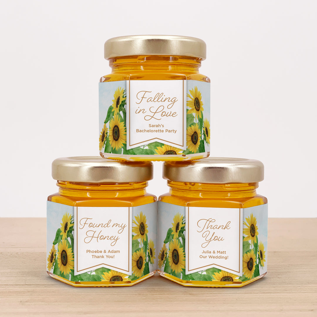 Honey Wedding Favors, Bridal Shower Favors, Sunflower Honey