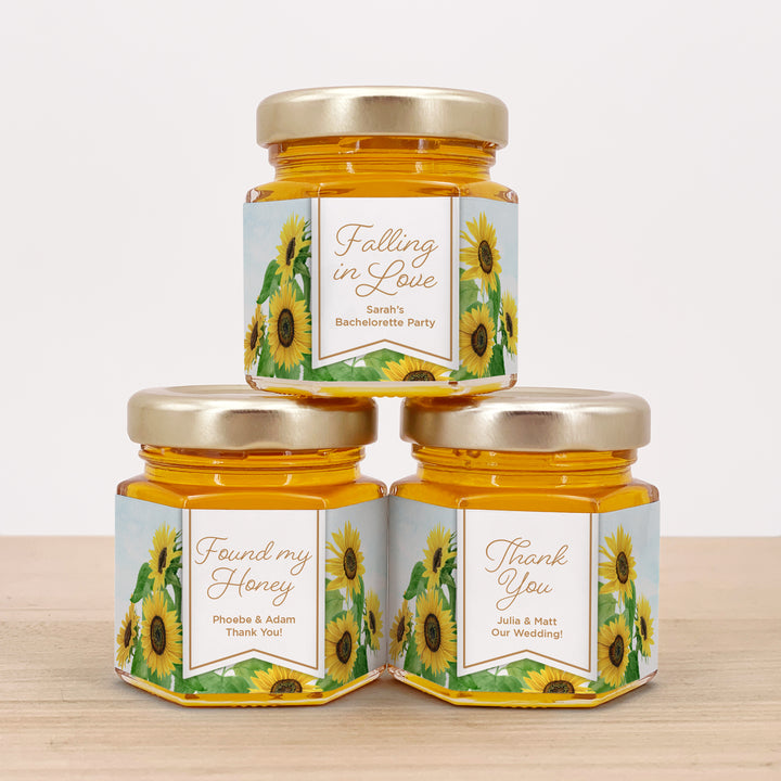 Honey Wedding Favors, Bridal Shower Favors, Sunflower Honey