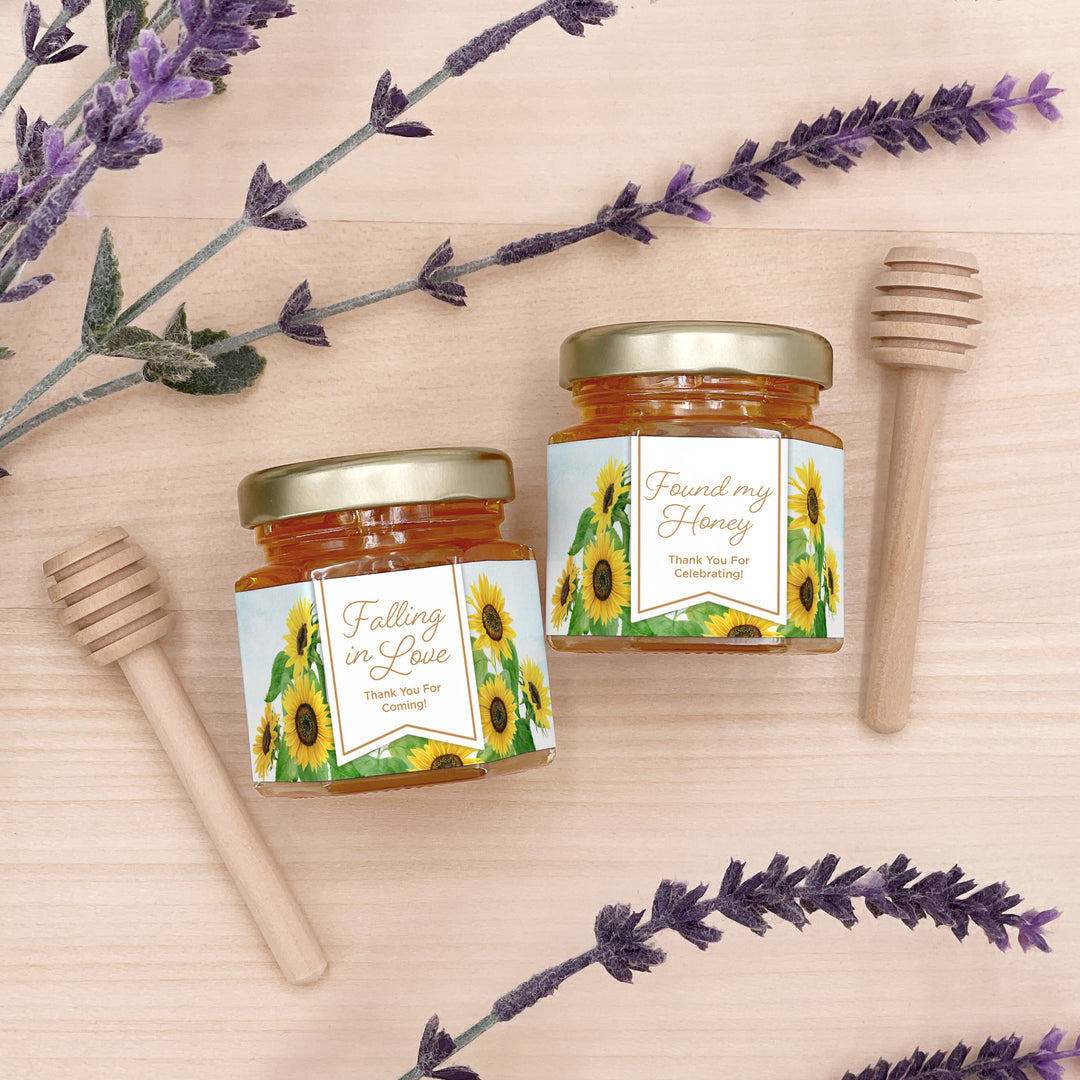 Honey Wedding Favors, Bridal Shower Favors, Sunflower Honey
