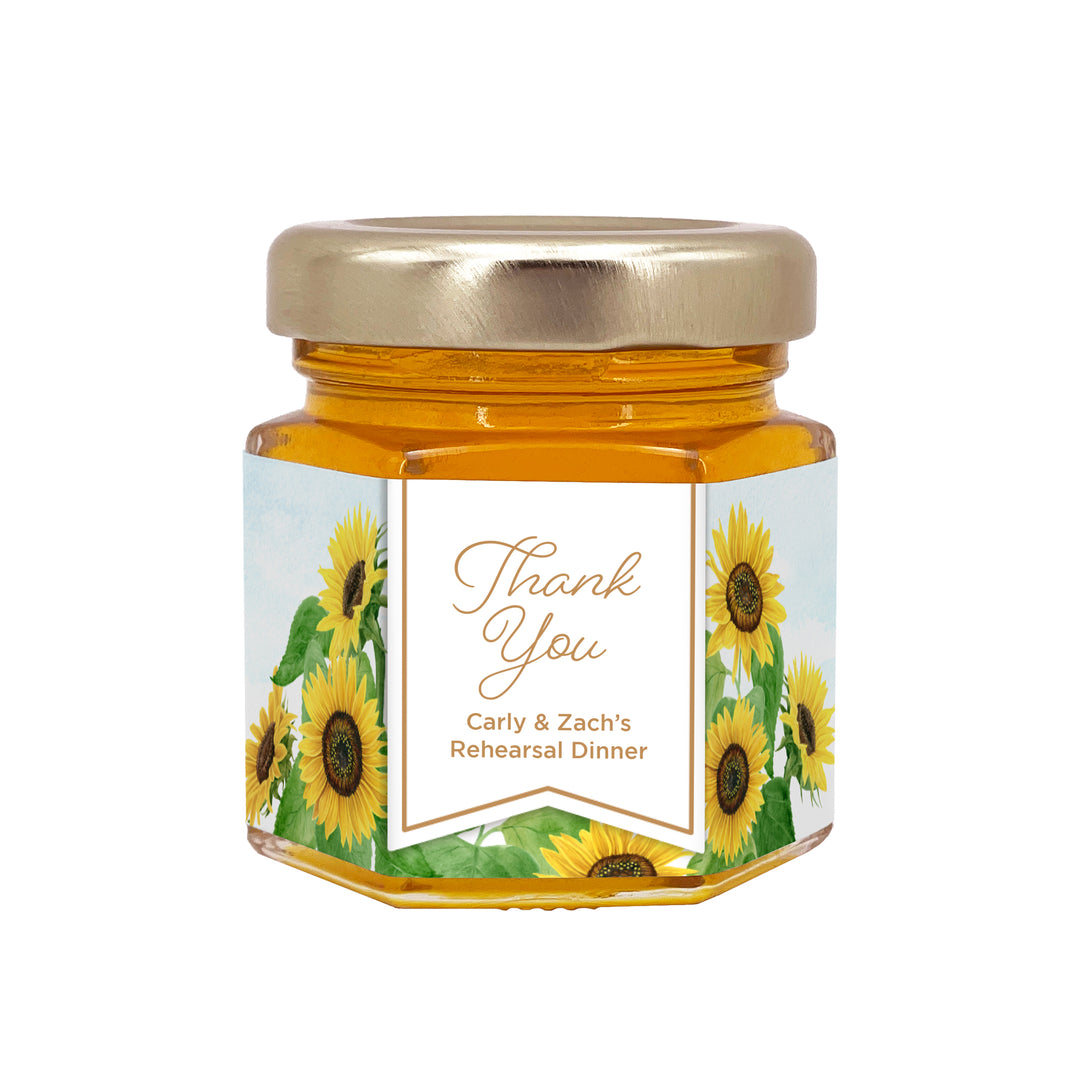 Honey Wedding Favors, Bridal Shower Favors, Sunflower Honey