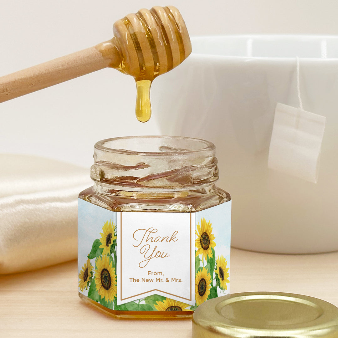 Honey Wedding Favors, Bridal Shower Favors, Sunflower Honey