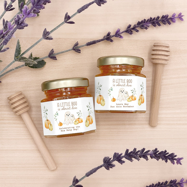 A Little Boo is Almost Due, Fall Baby Shower Honey Jars