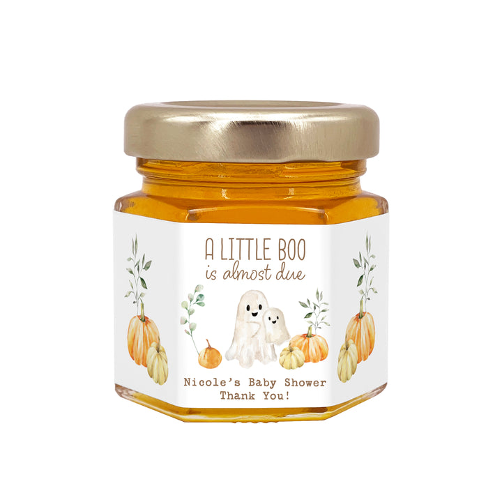 A Little Boo is Almost Due, Fall Baby Shower Honey Jars