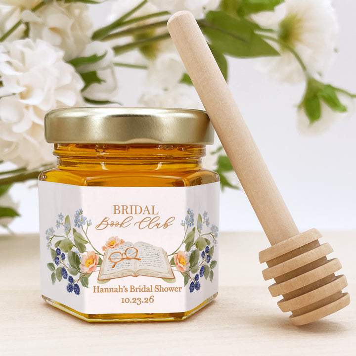 Book Themed Mini Honey Jar Favors, A New Chapter Begins Party Favors for Book Clubs, Weddings &amp; Bridal Showers