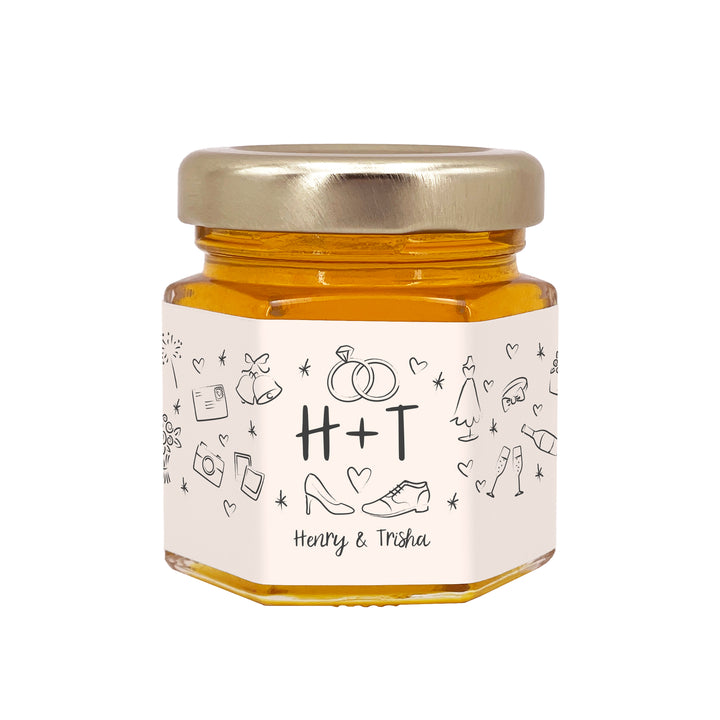 Honey Wedding Favors, Hand Drawn Wedding Icon Pattern Sketch