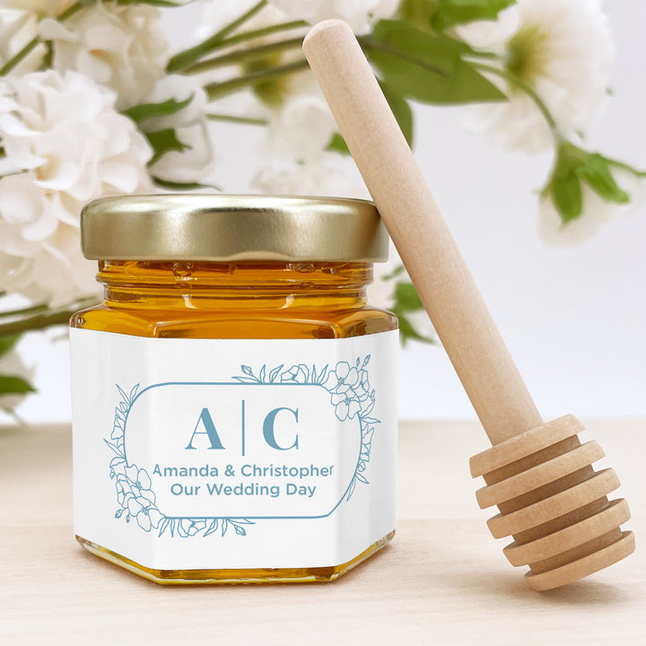 Honey Wedding Favors, Floral Line Drawing
