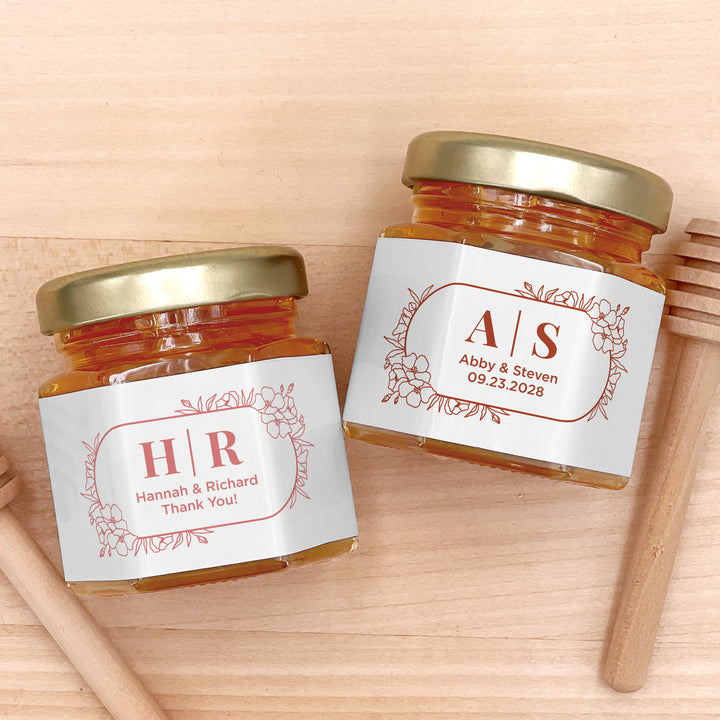 Honey Wedding Favors, Floral Line Drawing