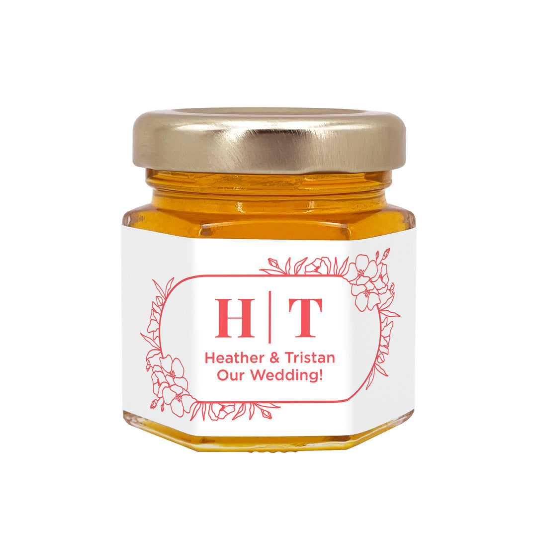 Honey Wedding Favors, Floral Line Drawing