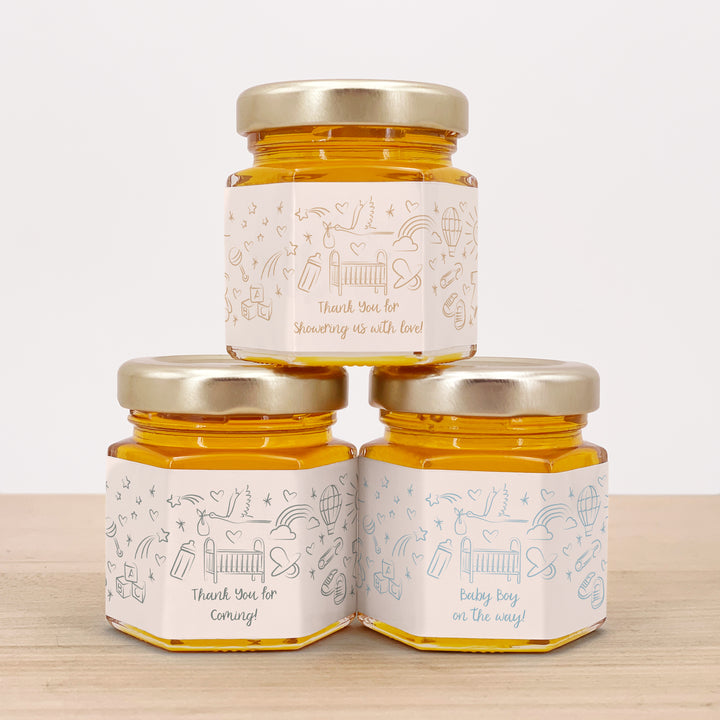 Honey Baby Shower Favors, Hand Drawn Baby Shower Icon Pattern Sketch