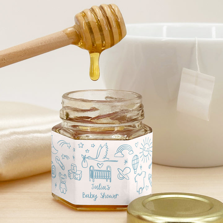 Honey Baby Shower Favors, Hand Drawn Baby Shower Icon Pattern Sketch