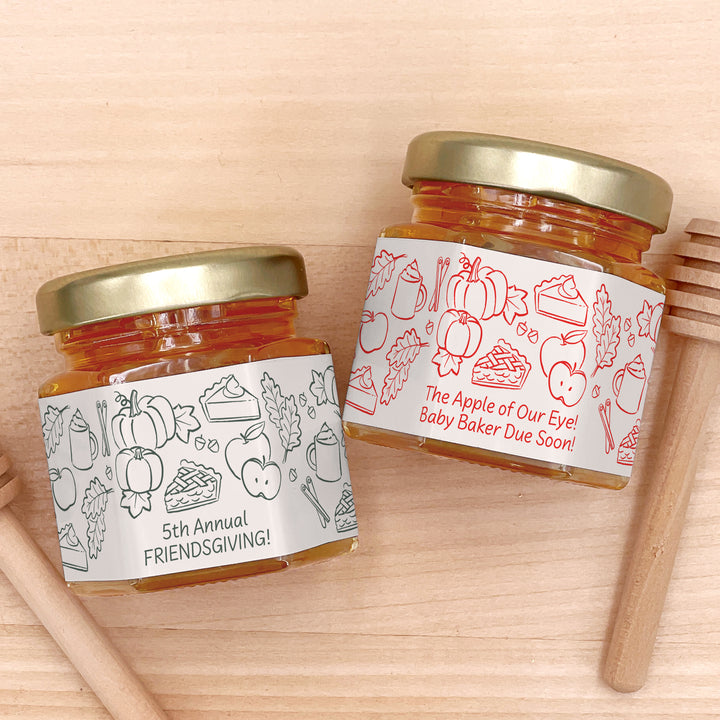 Fall Doodle Honey Favors, Bridal Shower, Friendsgiving, Wedding Favors