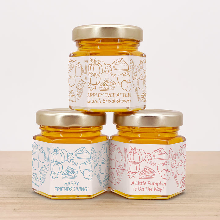 Fall Doodle Honey Favors, Bridal Shower, Friendsgiving, Wedding Favors