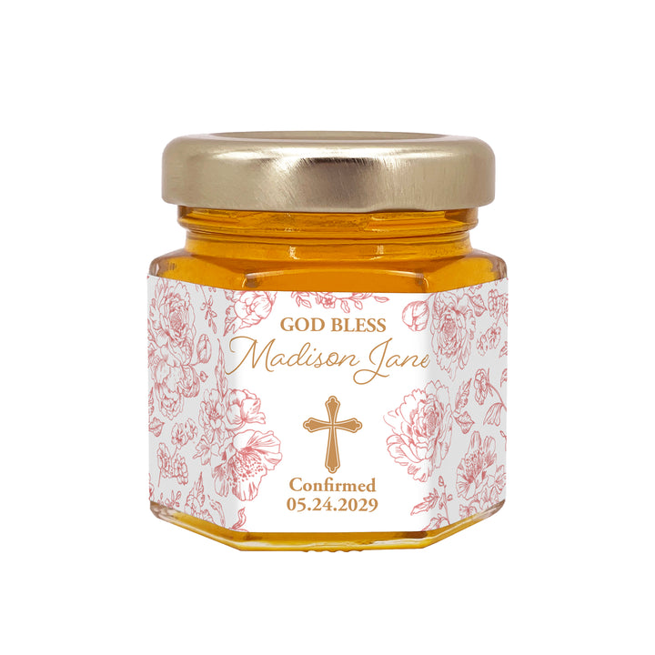Baptism Wedding Favors, First Communion Favors, Chinoiserie Toile Baptism Honey