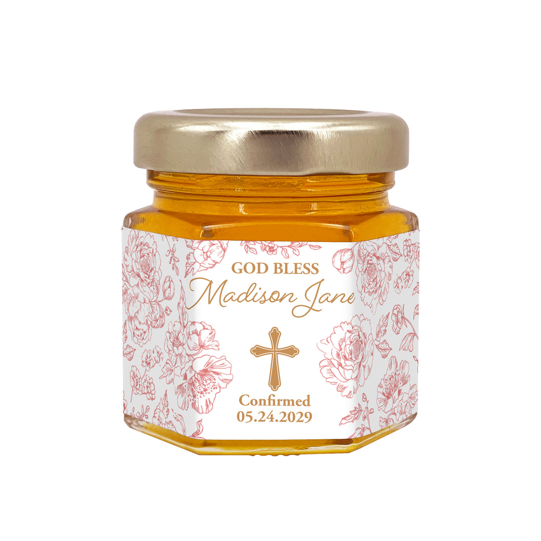 Baptism Wedding Favors, First Communion Favors, Chinoiserie Toile Baptism Honey