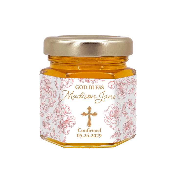 Baptism Wedding Favors, First Communion Favors, Chinoiserie Toile Baptism Honey