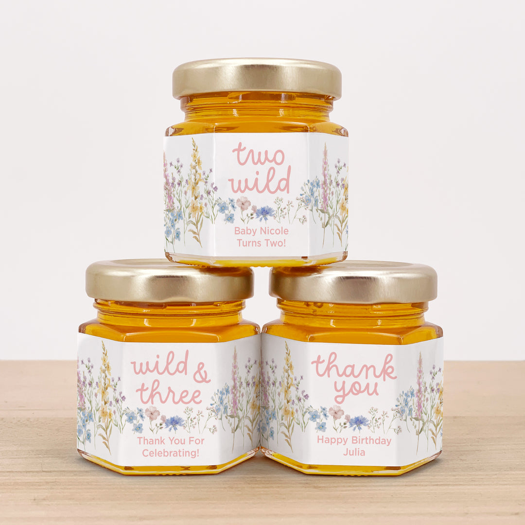 Little Wildflower Birthday, Wild One, Two Wild, Wild & Three, Birthday Honey Jars