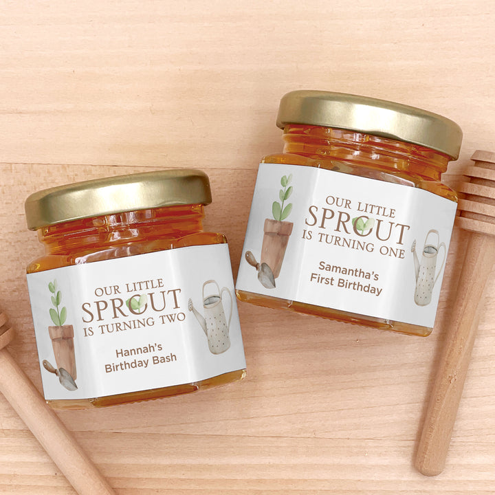 Little Sprout Birthday, Our Little Sprout is Turning One, Birthday Honey Jars