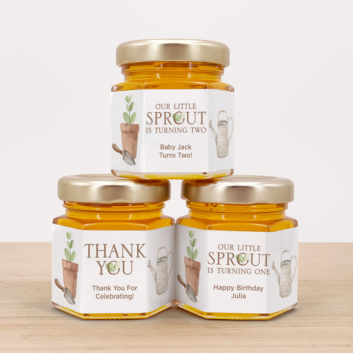 Little Sprout Birthday, Our Little Sprout is Turning One, Birthday Honey Jars