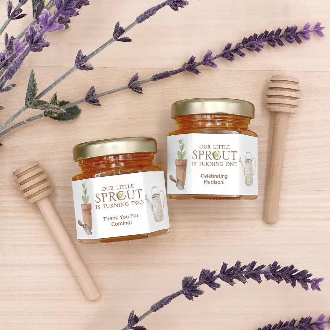 Little Sprout Birthday, Our Little Sprout is Turning One, Birthday Honey Jars