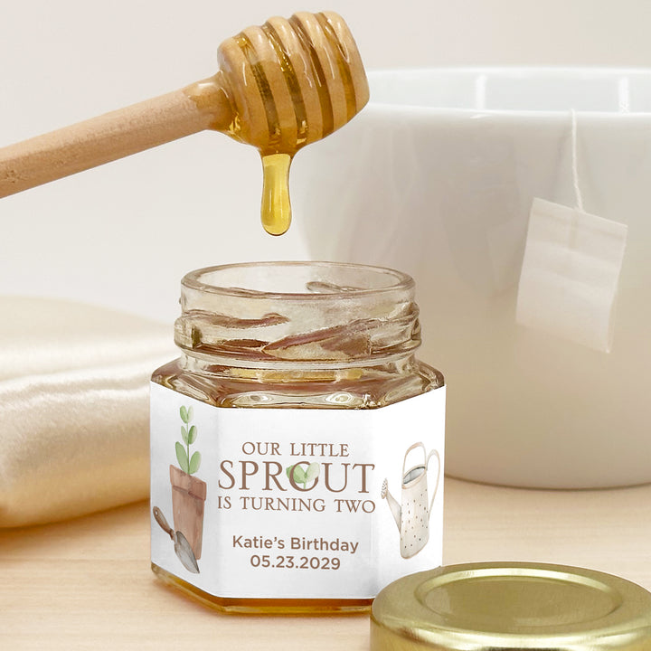 Little Sprout Birthday, Our Little Sprout is Turning One, Birthday Honey Jars