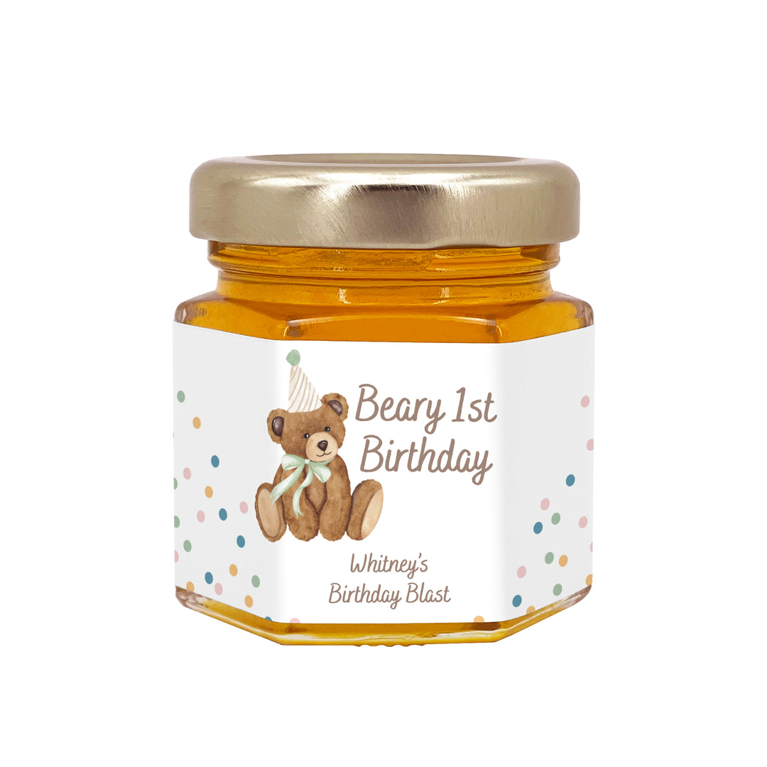 Teddy Bear Birthday, Beary First Birthday, Birthday Honey Jars