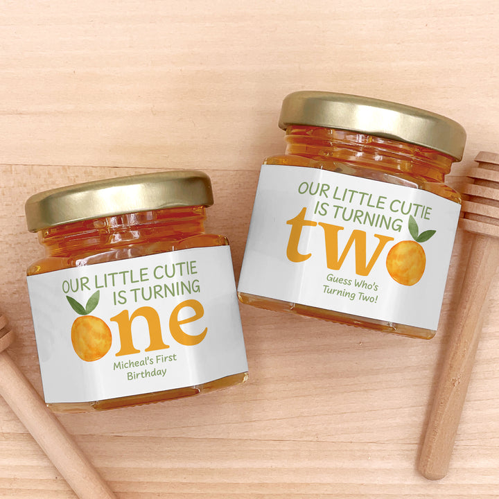Little Cutie Birthday, Our Little Cutie is Turning One, Birthday Honey Jars