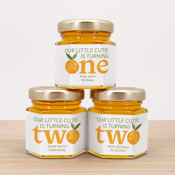 Little Cutie Birthday, Our Little Cutie is Turning One, Birthday Honey Jars