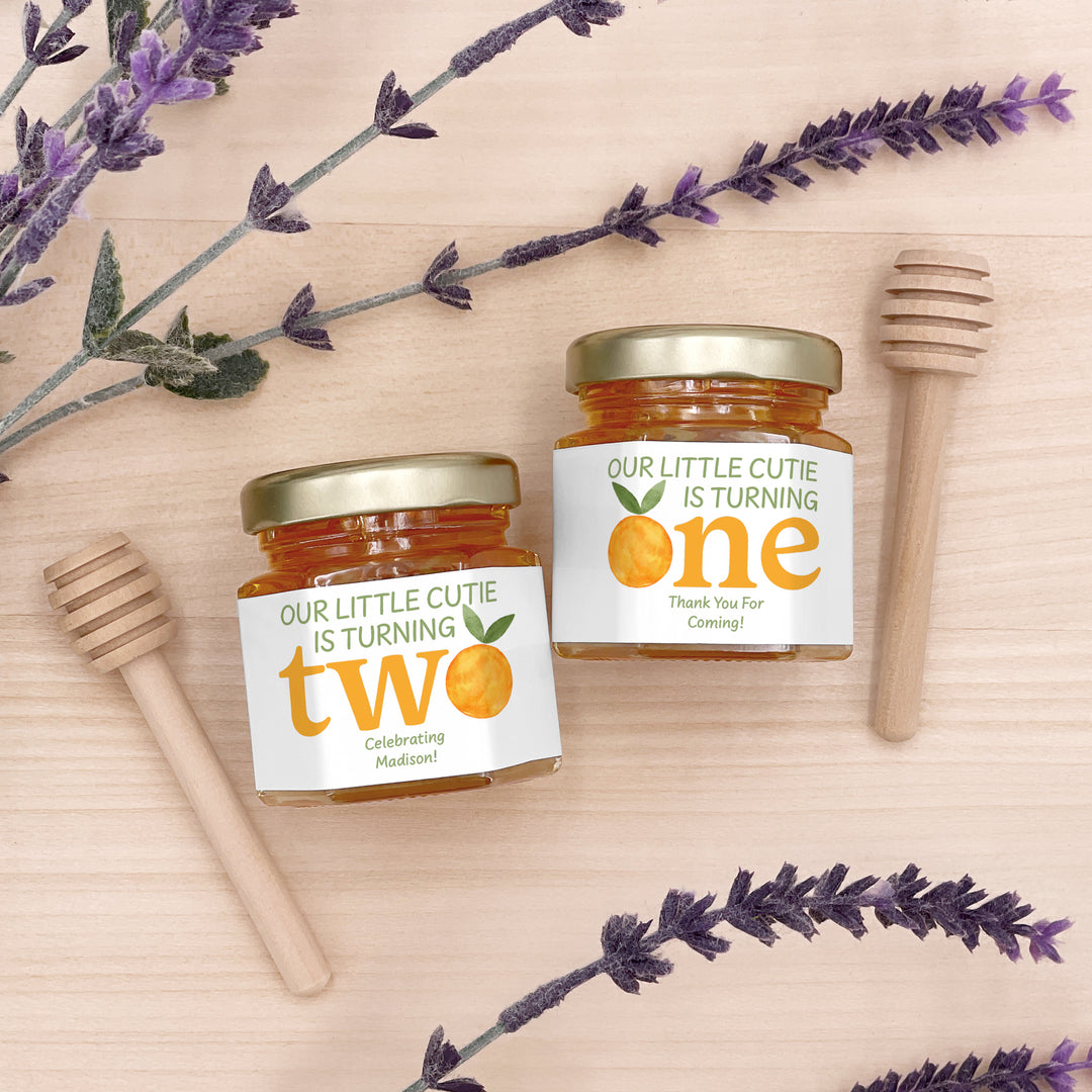 Little Cutie Birthday, Our Little Cutie is Turning One, Birthday Honey Jars